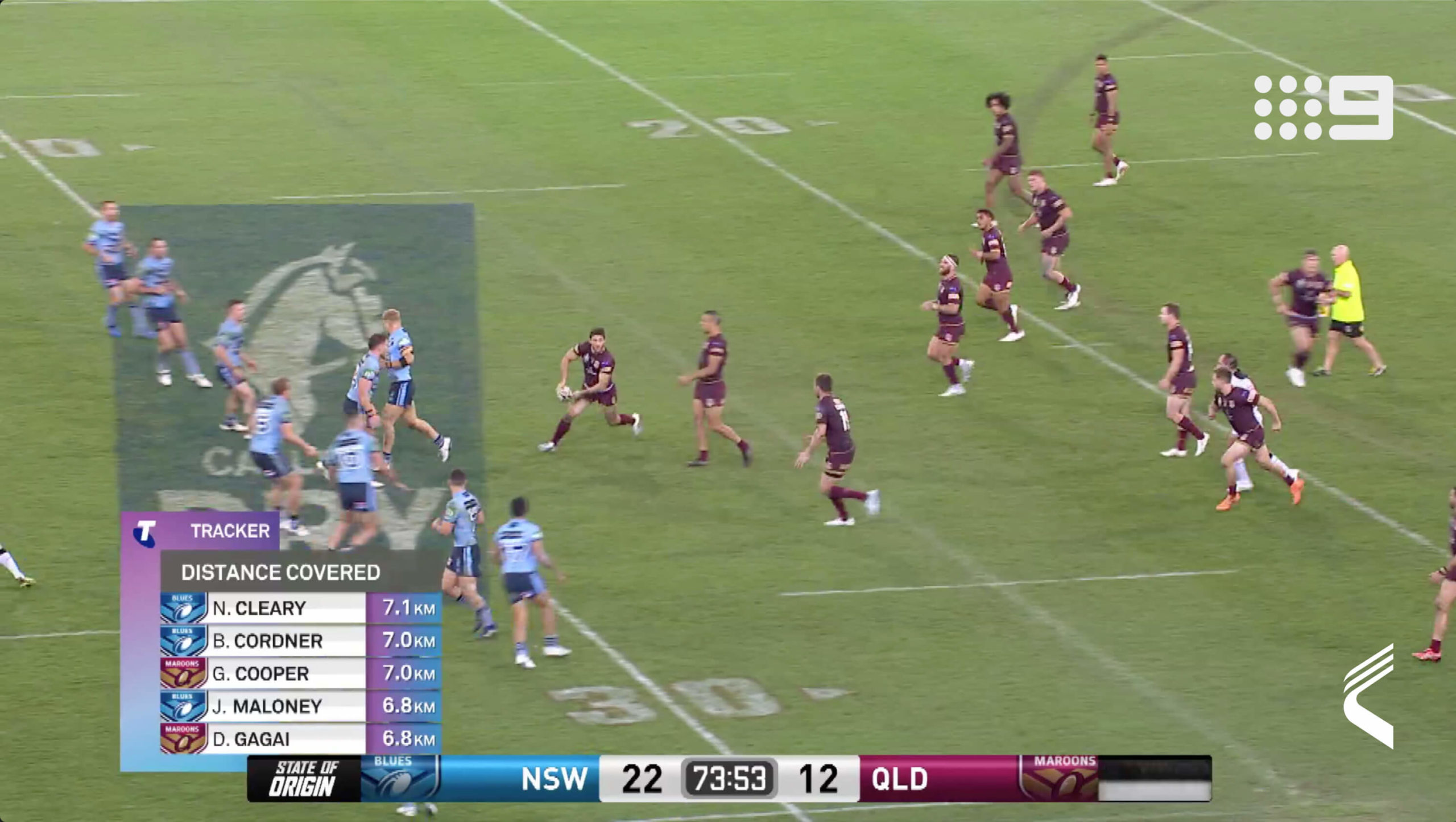 Channel Nine broadcast live player data from Catapult during State of Origin Catapult