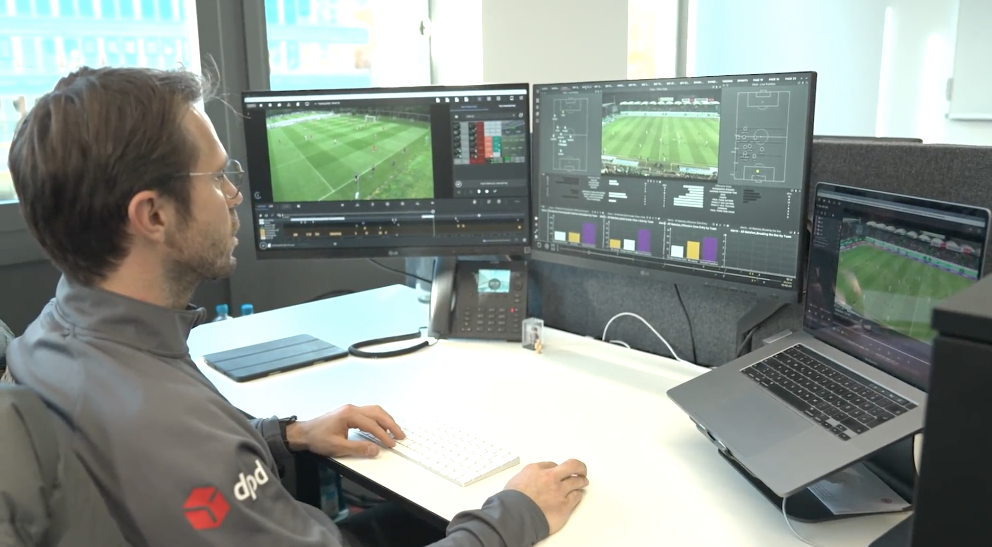 MatchTracker software being used by a performance analyst at Eintracht Frankfurt