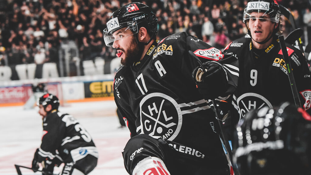 Hockey player wearing number 17 with an 'A' on his jersey in action on the ice, reflecting the high-speed dynamics analyzed in sports analytics