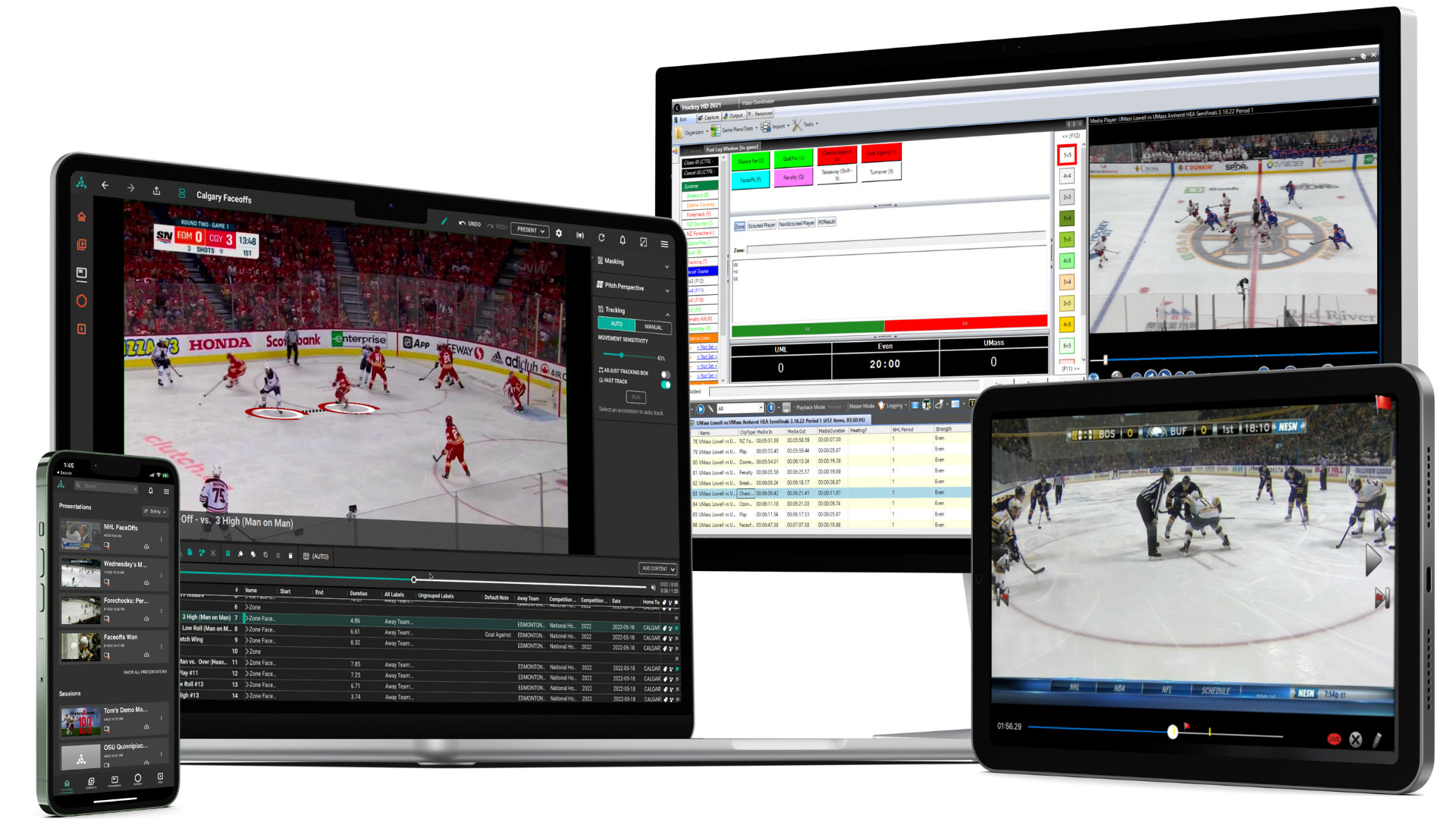 Catapult Pro Video：尖端的冰球视频分析软件。优化的教练工具可帮助球队通过视频分析获胜：Thunder Hockey + iBench Mock 合作