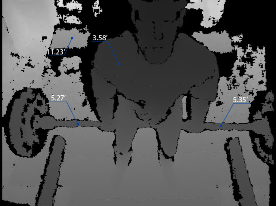 Ein Blick darauf, was 3D-Kameras sehen, wenn sie Bewegungen im Kraftraum verfolgen.